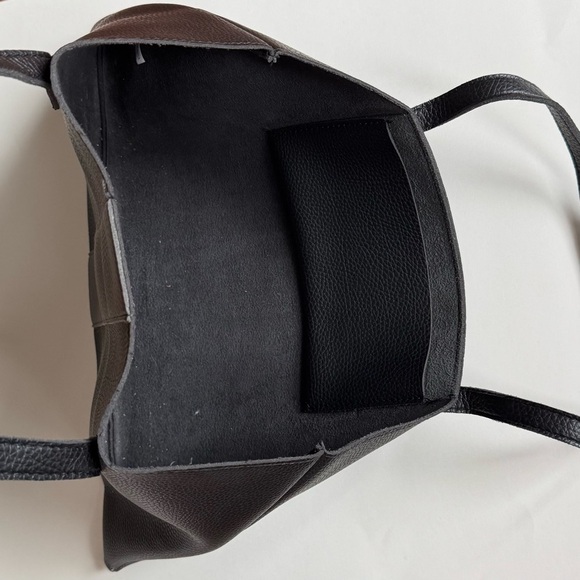 Vince Camuto Sleek Black and Gray Tote with Vertical Stripe - Picture 6 of 6